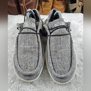 Hey Dude Wally‎ Funk Jacquard Low-top Slip-On Loafers Shoe Grey Black Men Sz 10M